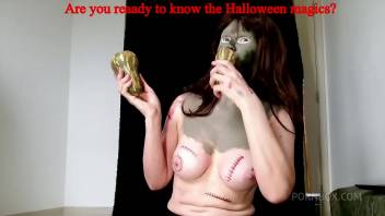 Carol Squirter as a monster and goddess in Halloween night