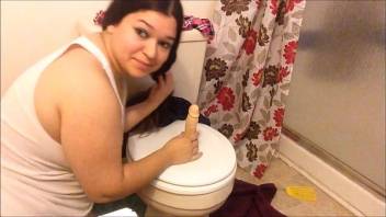 Whore Riding and Sucking in Bathroom